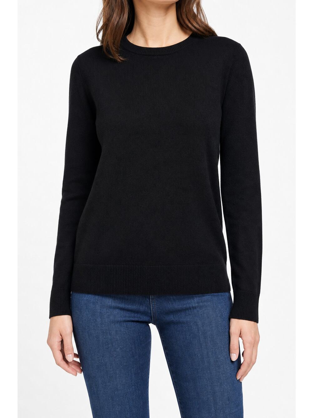 Halogen Womens 100% Cashmere Black Crewneck Sweater Size M Minimalist Classic